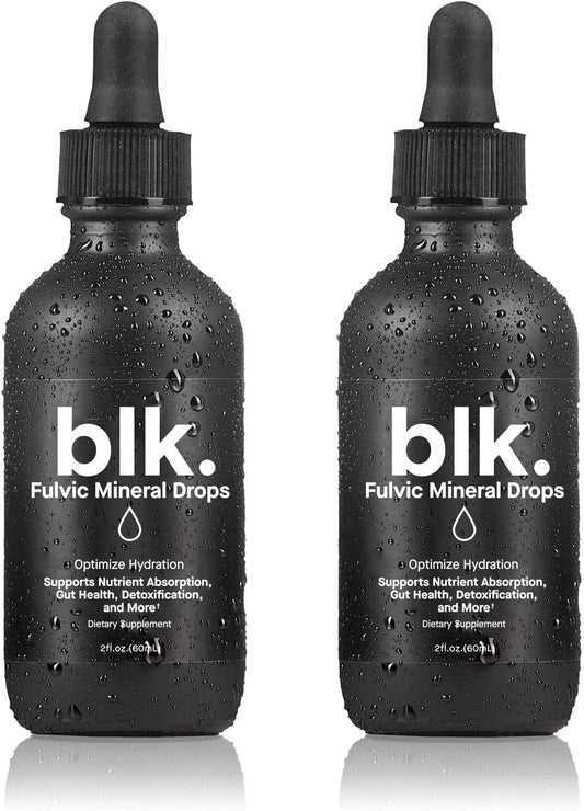 blk. PH 8+ Natural Mineral Alkaline Water Drops Electrolyte Infused with Fulvic and Amino Acids, Zero Sugar, 2oz., 2-Pack