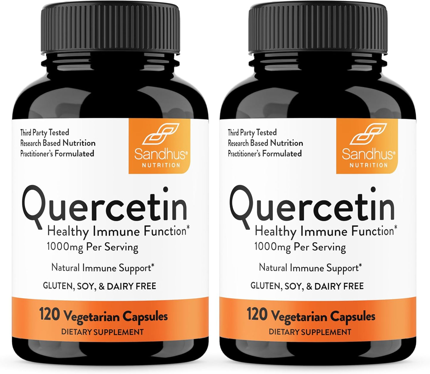 Sandhu's Quercetin Vegetarian Capsules Supplements 120 Count (Pack of 2) | Bioflavonoids for Immune Support & Respiratory Health, Seasonal Allergy Support | Quercitin for Men and Women