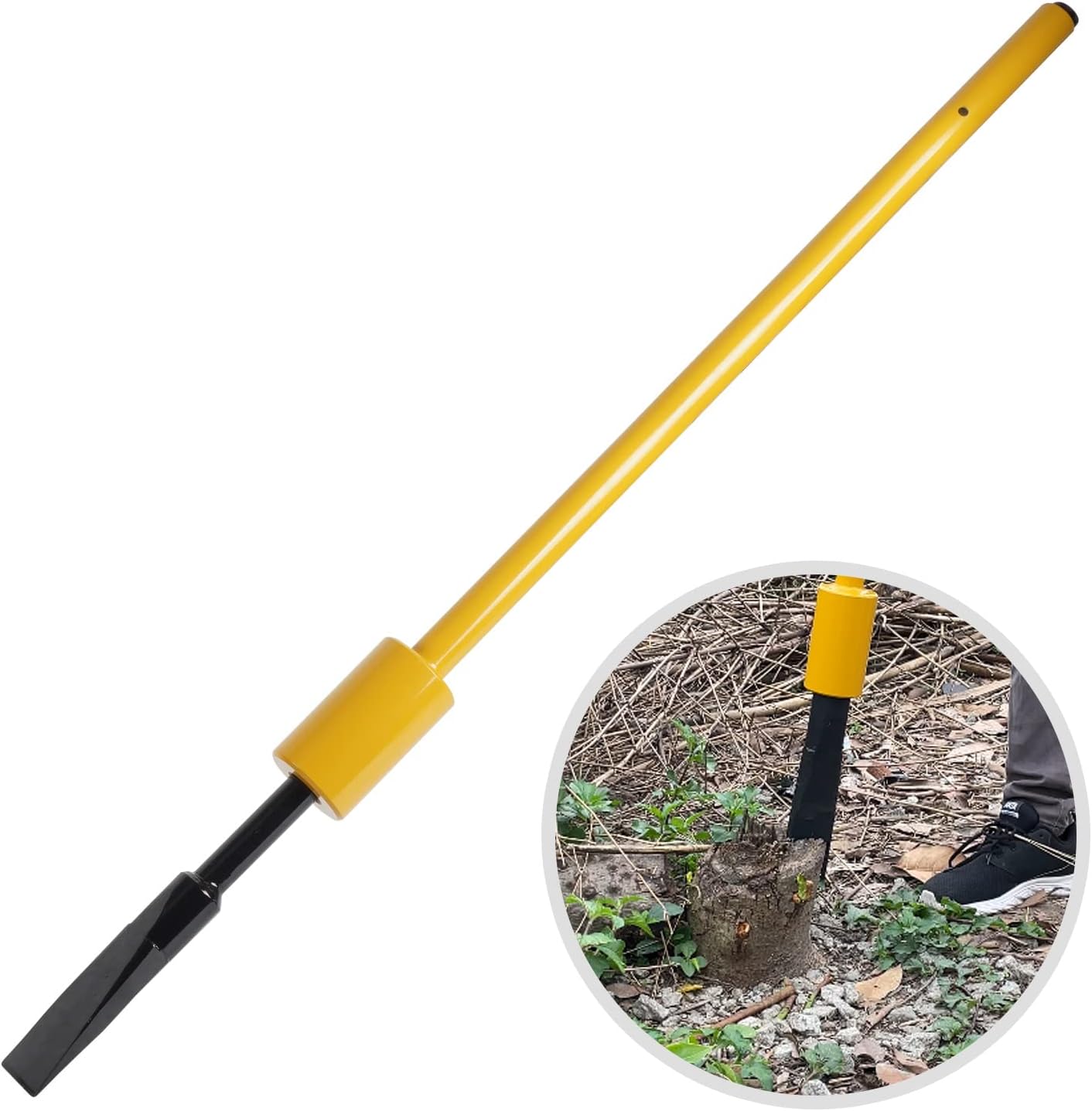 Root Cutting Tool, Hole Digging Tool, Tamping Bars, Garden Remover Tool for Bamboo Tree Roots Rocks Shrubs Bushes Stumps - Heavy Duty