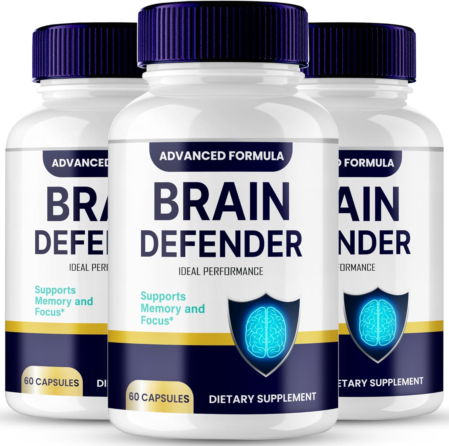 Brain Defender Supplement, Brain Defender Brain and Memory Support Pills, BrainDefender Capsules, Advanced Nootropic Pills for Brain Health Support, All Natural Cognitive Health Reviews (3 Pack)