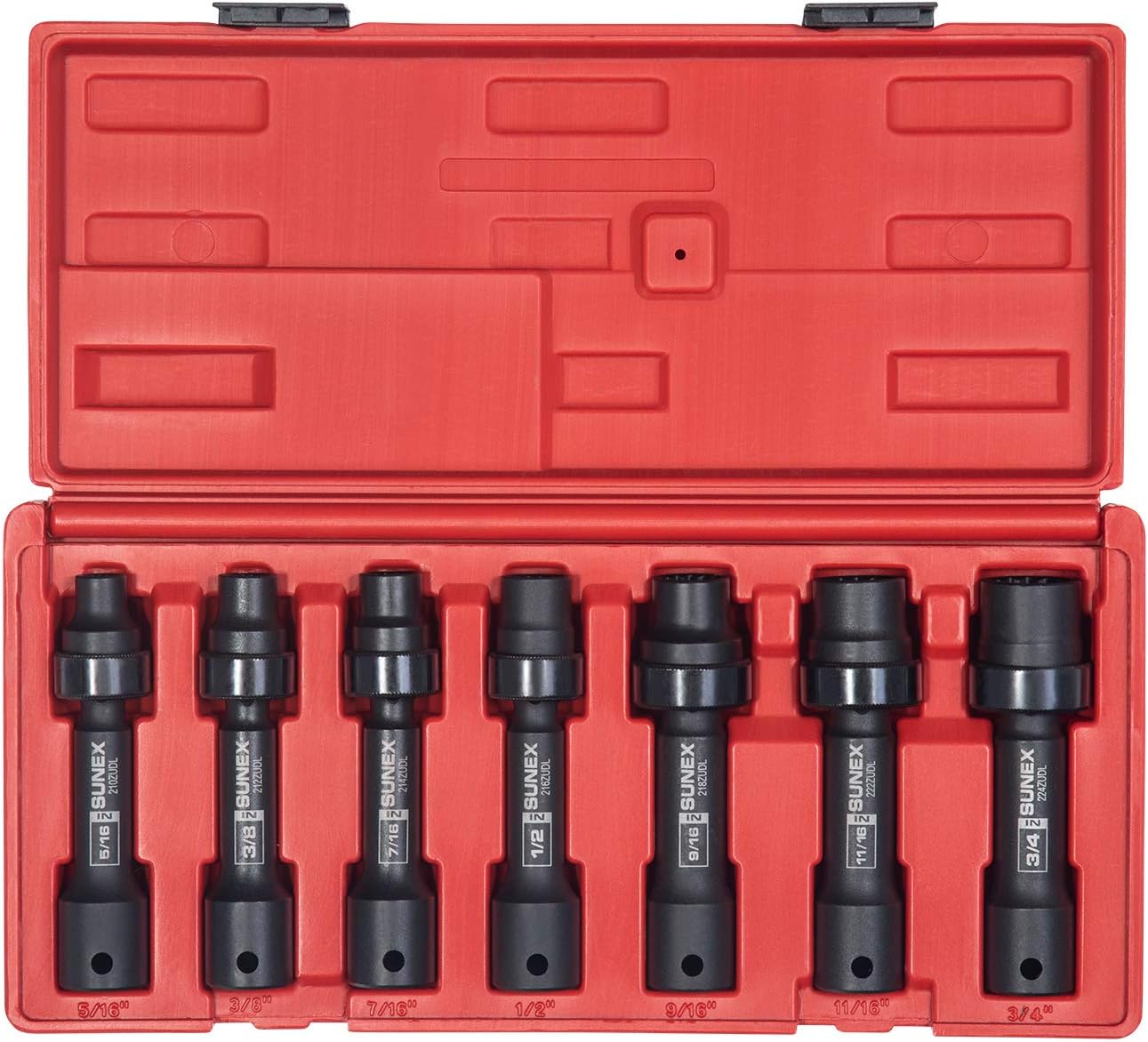 SUNEX TOOLS 2696 1\/2-Inch Drive SAE 12-Point Driveline Socket Set, 7 Piece