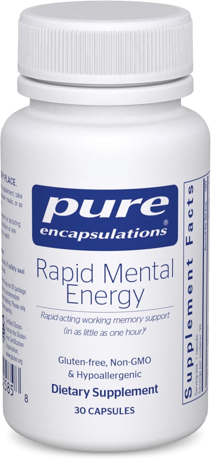 Pure Encapsulations Rapid Mental Energy - Vegan Memory Supplement to Support Brain Health - Ginkgo Biloba Extract, Alpinia Galanga & American Ginseng Extract - Non-GMO & Gluten-Free - 30 Capsules
