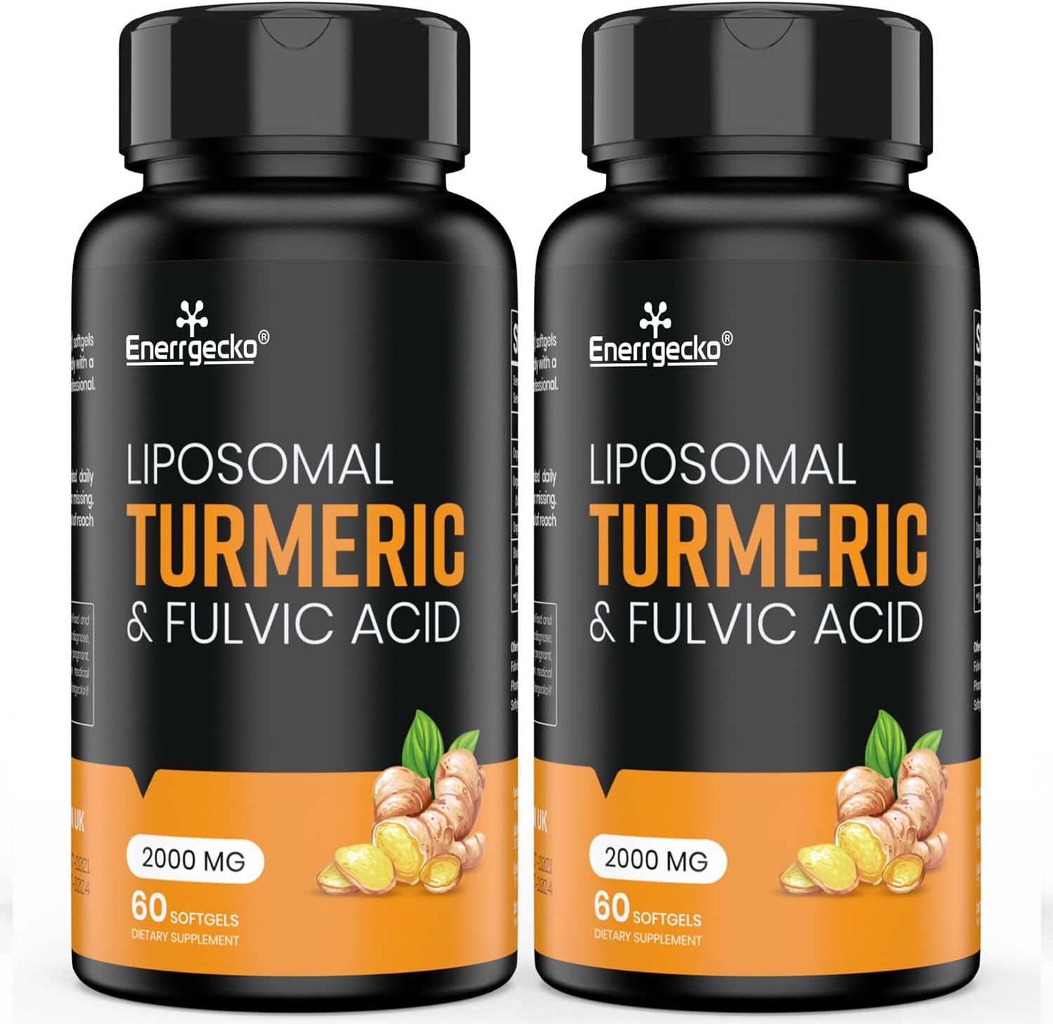2000 mg Liposomal Turmeric Curcumin with Black Pepper & Ginger for Superior Absorption with Fulvic Acid and Humic Acid (60 Count (Pack of 2))