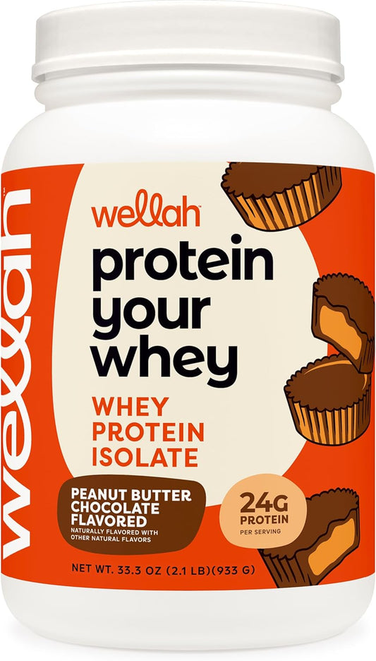 Wellah Protein Your Whey (30 Servings, Peanut Butter Chocolate) Whey Protein Isolate (WPI)