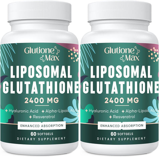 8-in-1 Liposomal Glutathione 2400 MG, High Absorption Antioxidant Formula \u2013 with Hyaluronic Acid, Alpha-Lipoic Acid, Resveratrol - Skin, Liver Detox & Immune System, 120 Softgels