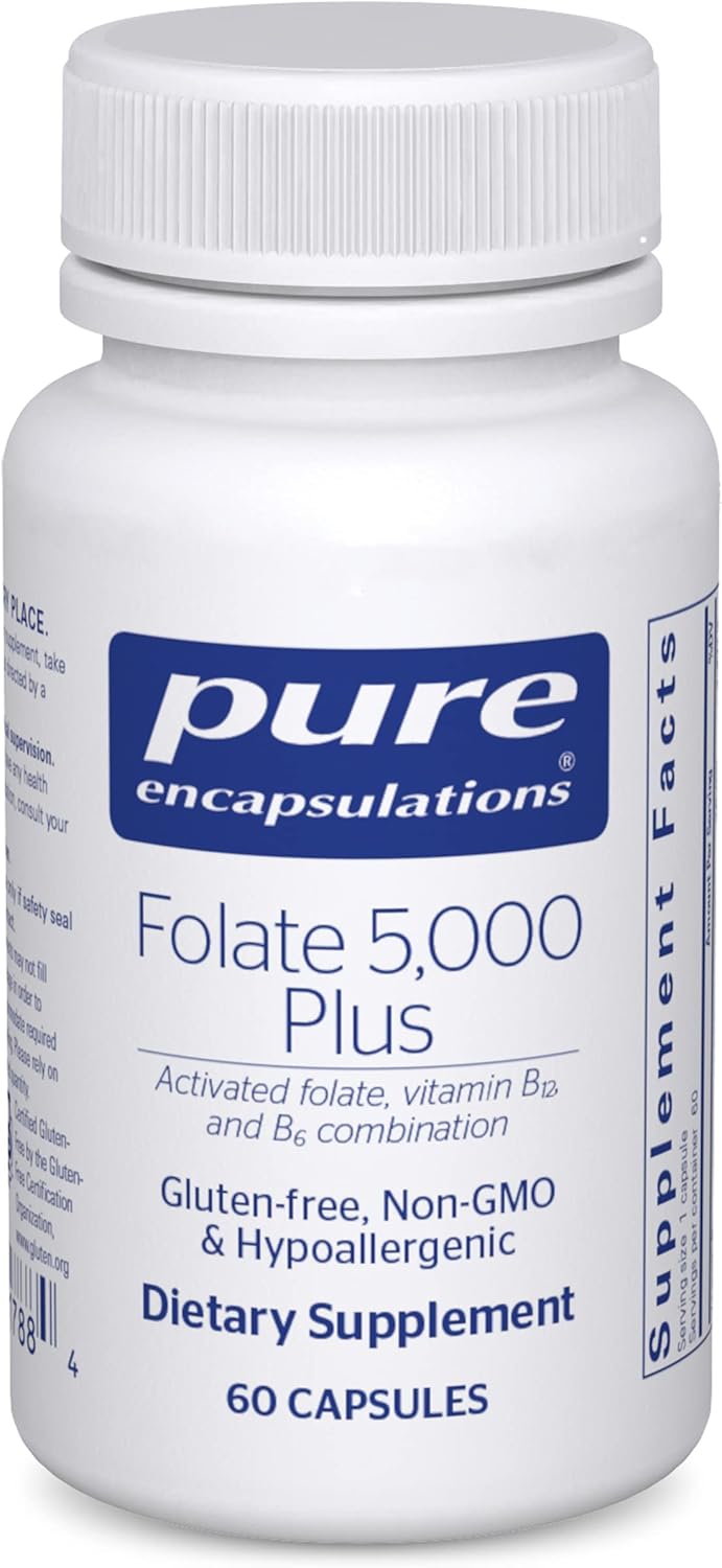 Pure Encapsulations - Folate 5,000 Plus - Activated Folate, Vitamin B12 and B6 Combination - 60 Capsules