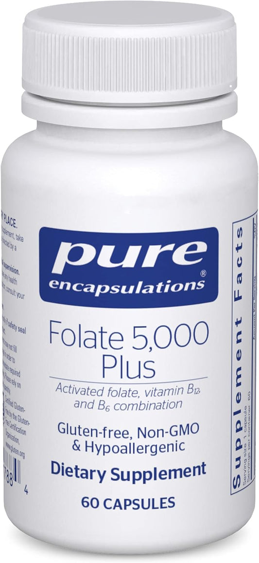 Pure Encapsulations - Folate 5,000 Plus - Activated Folate, Vitamin B12 and B6 Combination - 60 Capsules