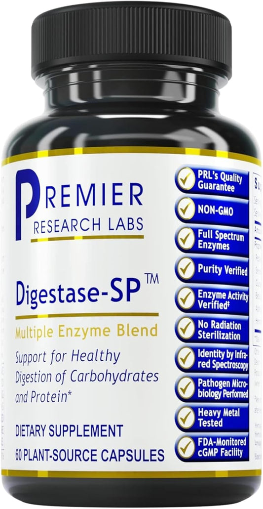 Premier Research Labs Digestase-SP - Enzymes for Digestion, Fermented Digestive Enzymes for Women & Men, Gut Health Support Pills with Peptidase, Hemicellulase - 60 Vegetarian Capsules