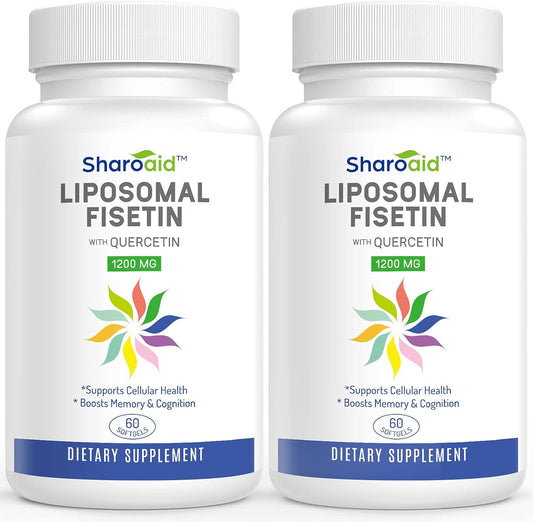 Sharoaid Liposomal Fisetin with Quercetin Supplements 1200 mg per Serving,High Absorption Polyphenols Antioxidants for Women,Men,Non-GMO,Gluten-Free,2 Bottle-120 Softgels