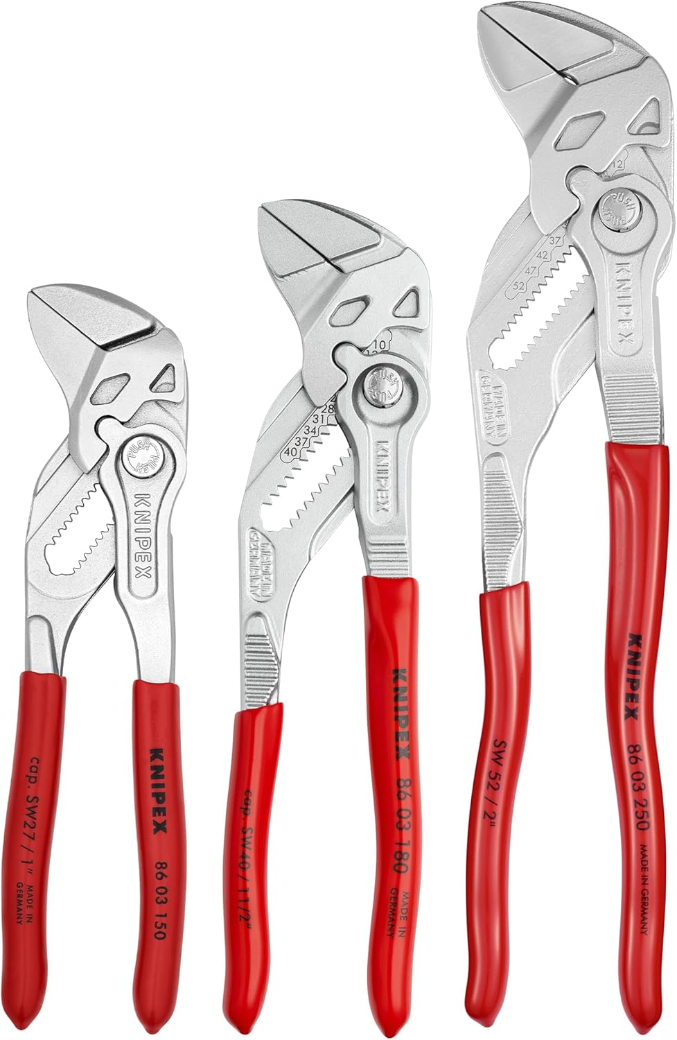 KNIPEX Tools - 3 Piece Pliers Wrench Set (6, 7, 10) (9K008045US), Red