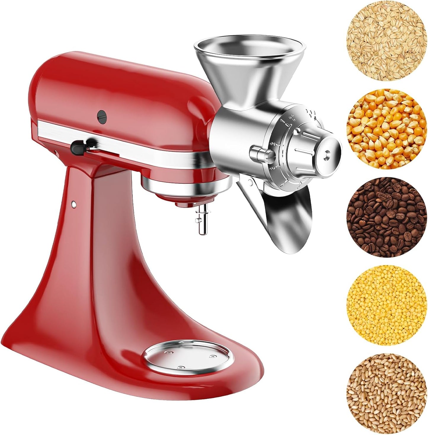 Grain Mill Attachment for Kitchenaid Stand Mixer, Flour Mill for Kitchenaid, Fit for Non-Oily Dry Grain Corn, Coffee Bean, Buckwheat, Oats, Millet, Wheat, Flour Mill Attachment by Cofun