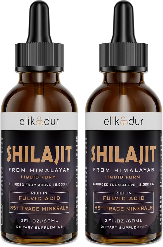 Elikadur Shilajit Resin Organic Liquid Supplement, Shilajit Himalayan Organic, Shilajit Liquid Drop, Shilajit Drop Contain 85 Trace Minerals, Alternative to Resin & Capsules,120 ml