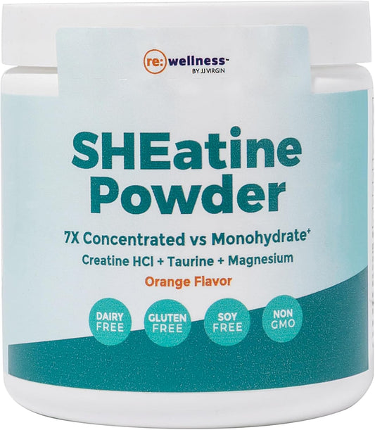 Reignite Wellness by JJ Virgin | SHEatine Powder | Creatine Trifecta for Powerful Aging | Creatine HCL, Taurine & Magnesium Glycinate | Orange Flavor 60 Servings