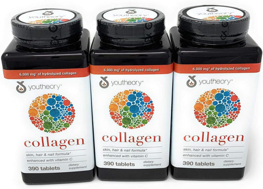 Youtheory Collagen Advanced Formula Tablets - 390 ct (3 Pack for Total of 1170 Tablets)