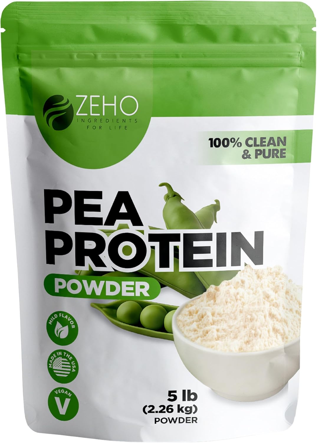 Pea Protein Powder – 5 lb Plant-Based Protein – Isolate Powder for Beverages, Snacks, Shakes – Clean, Unflavored Taste – Diet-Friendly and Easy to Digest – Resealable Pouch