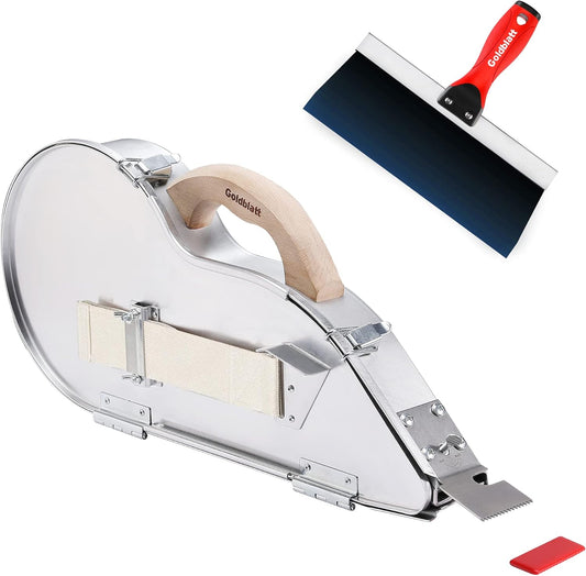Goldblatt Banjo-Wet Tape Set Drywall Taping Tools with 10" Blue Steel Taping Knife, Lightweight & Comfortable Use for Finishing and Patching