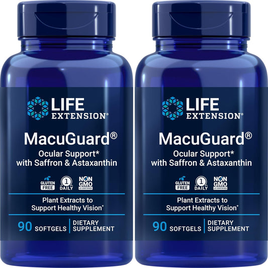 Life Extension MacuGuard 90 softgels (Pack of 2) with Saffron & Astaxanthin