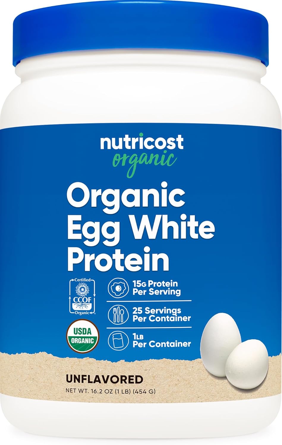 Nutricost Organic Egg White Protein Powder (1LB) 25 Servings Per Container - GMO-Free, Gluten-Free