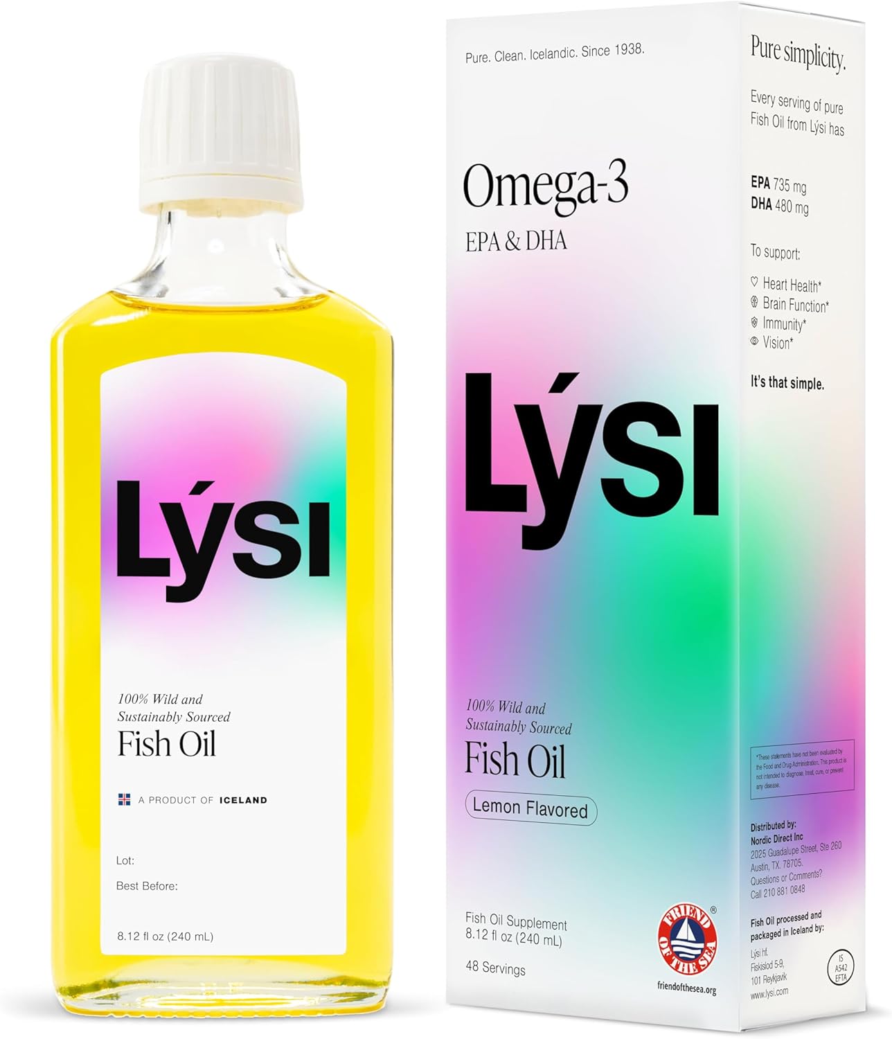 Lysi Omega-3 Fish Oil Lemon Flavor with 1200 mg EPA + DHA Per Serving | Pure & Natural | Icelandic Liquid Fish Oil | GMP Certified | 8.12 Fl Oz | 48 Servings