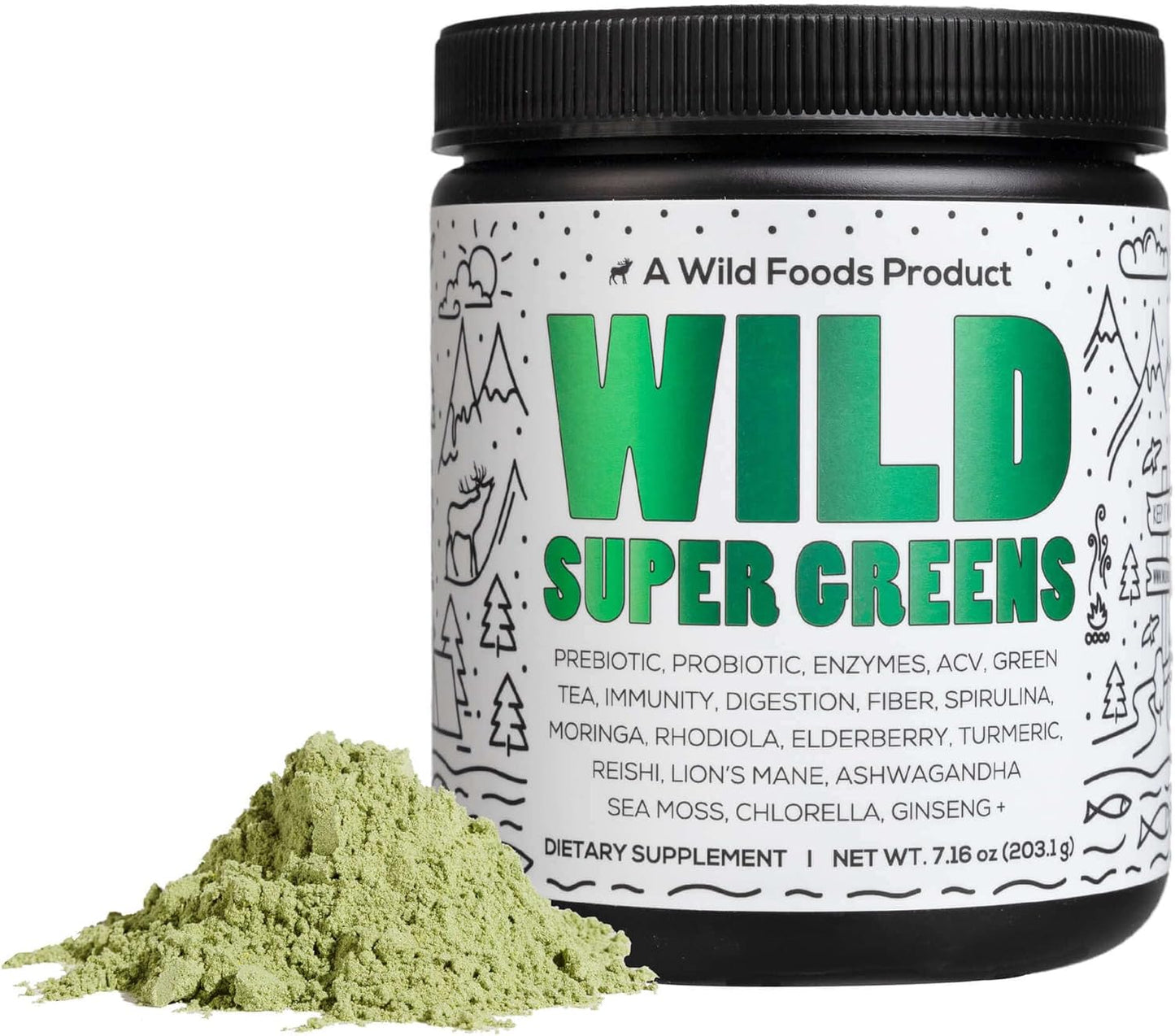 Raw Super Greens Powder Daily Juice Drink with Probiotics and Digestive Enzyme Blend - Whole Food Sourced, 46 Plant-Based Nutrients, Non-GMO, Spirulina, Chlorella, Wheatgrass (30 Servings)