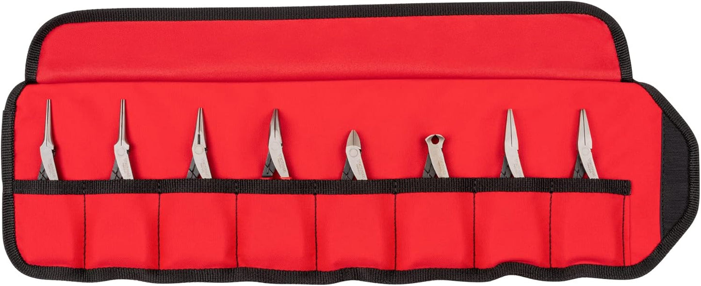 TEKTON Mini Pliers Set with Pouch, 8-Piece (Needle Nose, Long Nose, Flat Nose, Cutting) | PMN99910