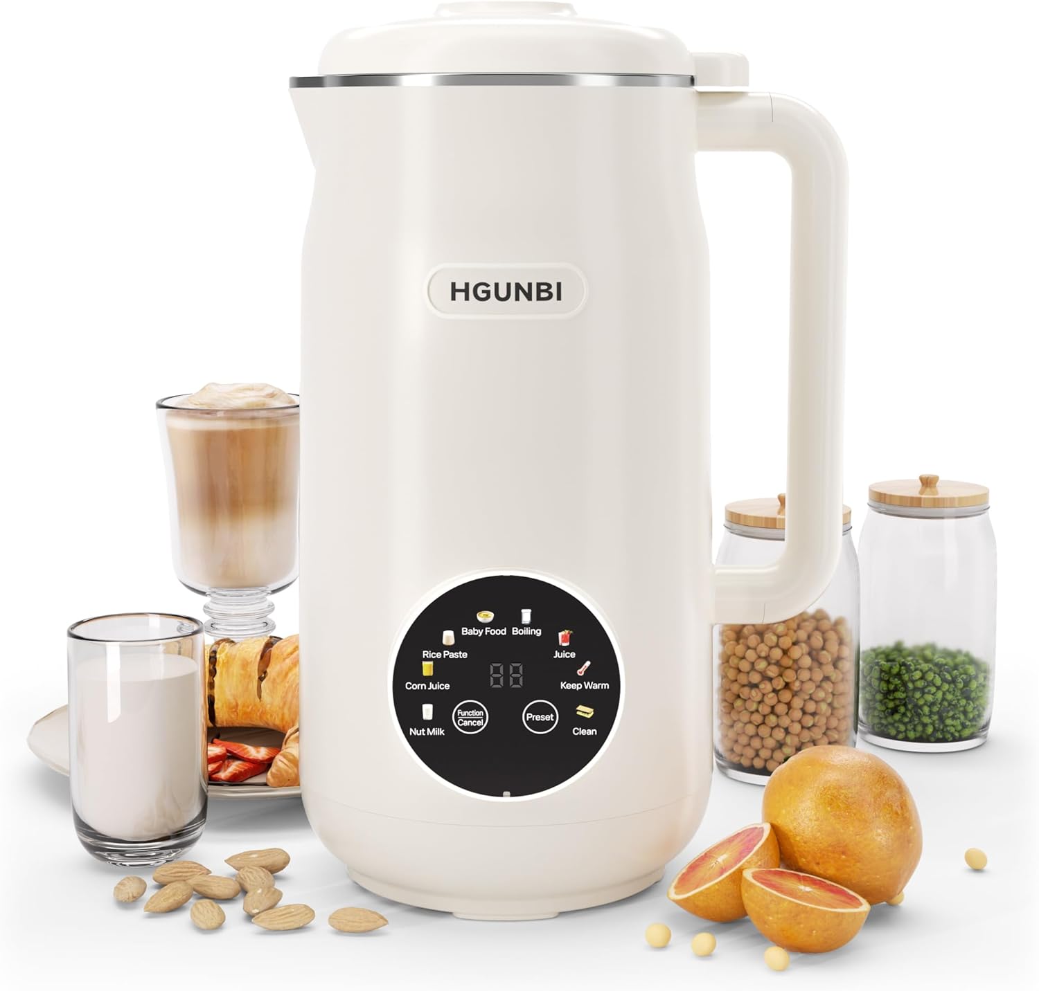 8-in-1 Automatic Nut Milk Maker Machine, 50oz Soy Milk Maker with 12 Blades, Nut Milk Maker Blender for Homemade Plant-Based Milk, Oat, Soy, with Self-Cleaning, Keep Warm, 12-Hour Delay