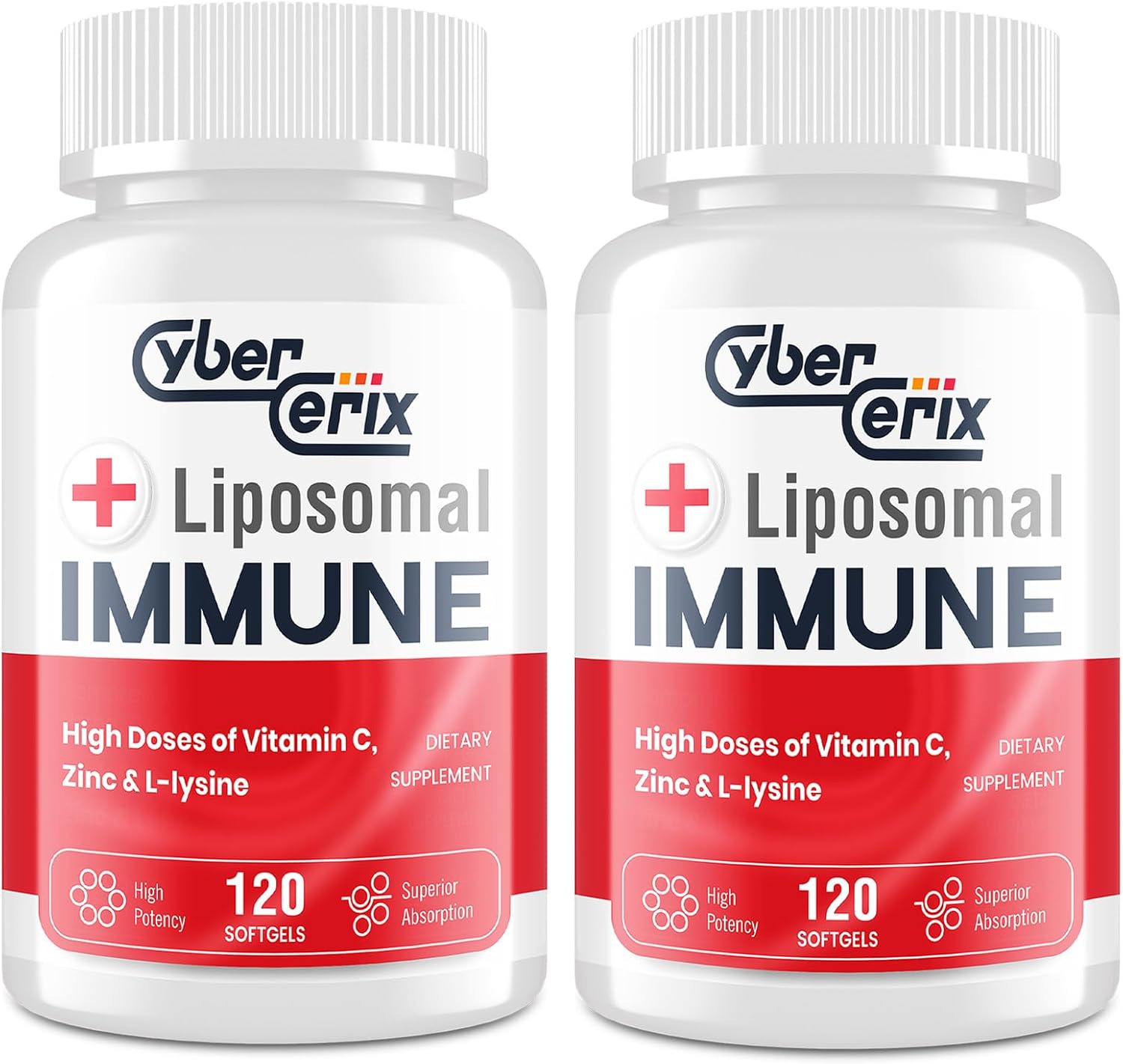 CyberCerix Liposomal Immune Support Supplement for Adults, Complex with L-Lysine 1,500mg, Vitamins, Minerals & Herbal Extracts, Comprehensive Daily Wellness Blend for Men & Women - 240 Capsules