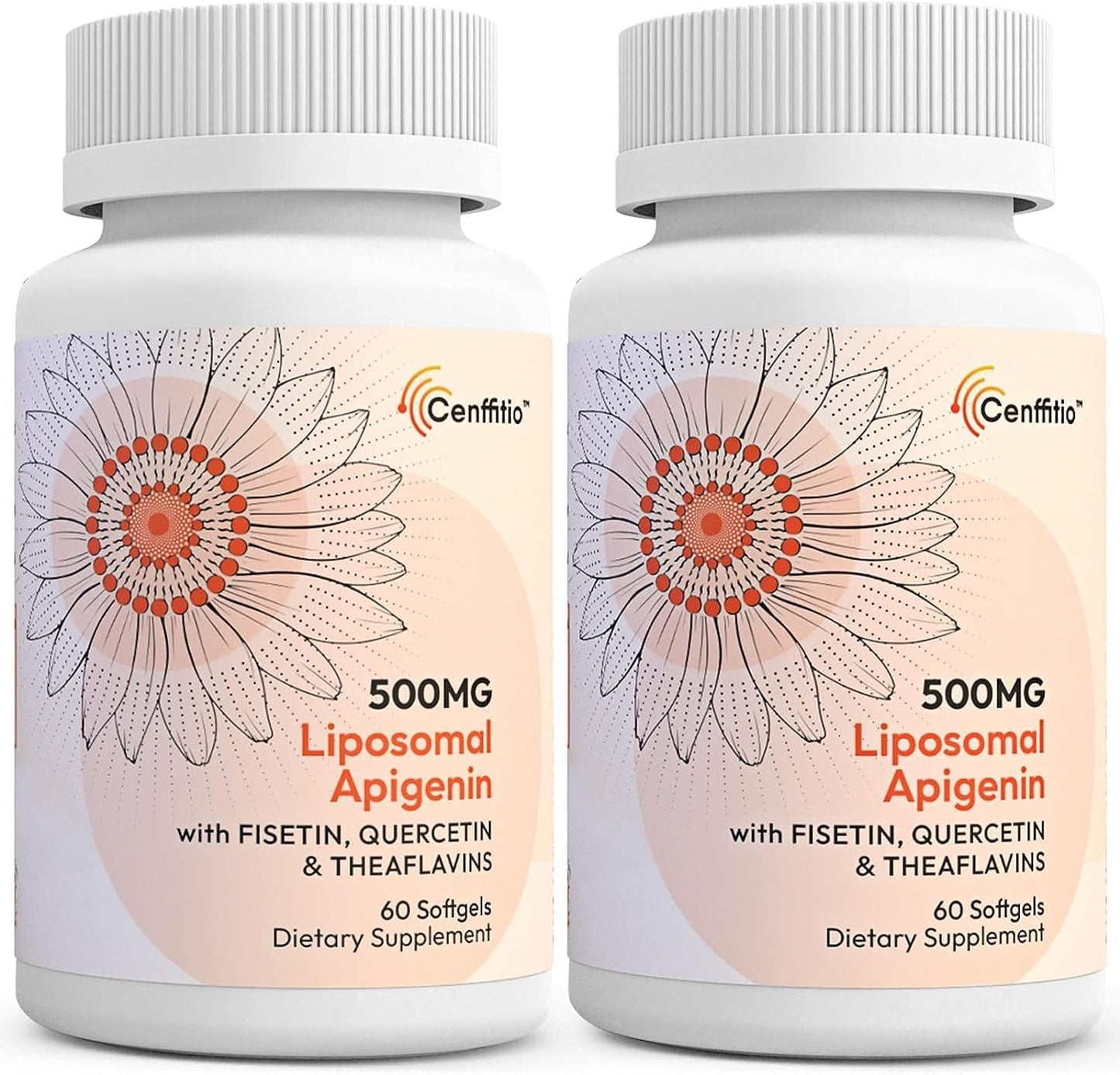 Cenffitio Liposomal apigenin 500mg Softgels - Optimal Apigenin Supplement with Fisetin, Quercetin and Theaflavins - 4 Month Supply