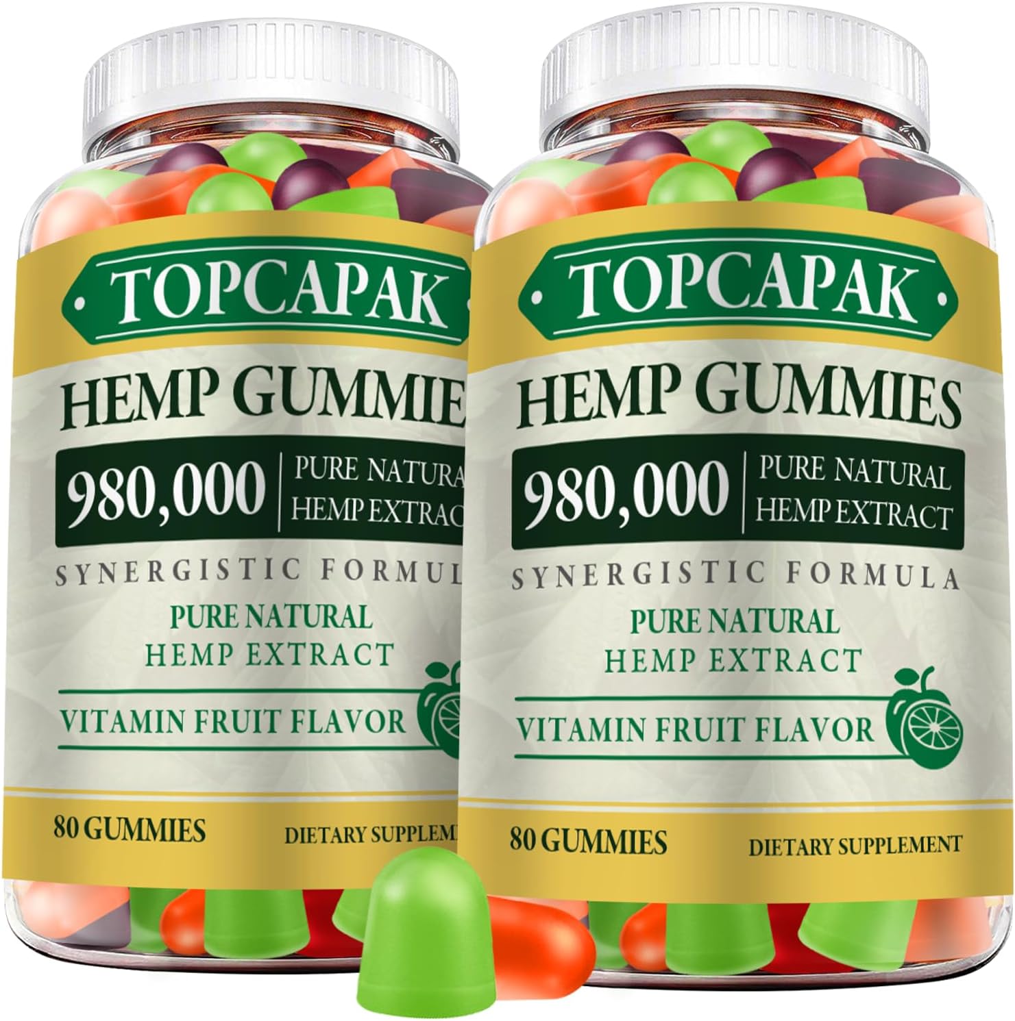 Hemp Gummies (2 Pack) High Potency - Advanced Extra Strength Supplement for Sleep, Pain, Anxiety with Pure Hemp Oil Extract - Best Hemp Gummy for Adults TA628