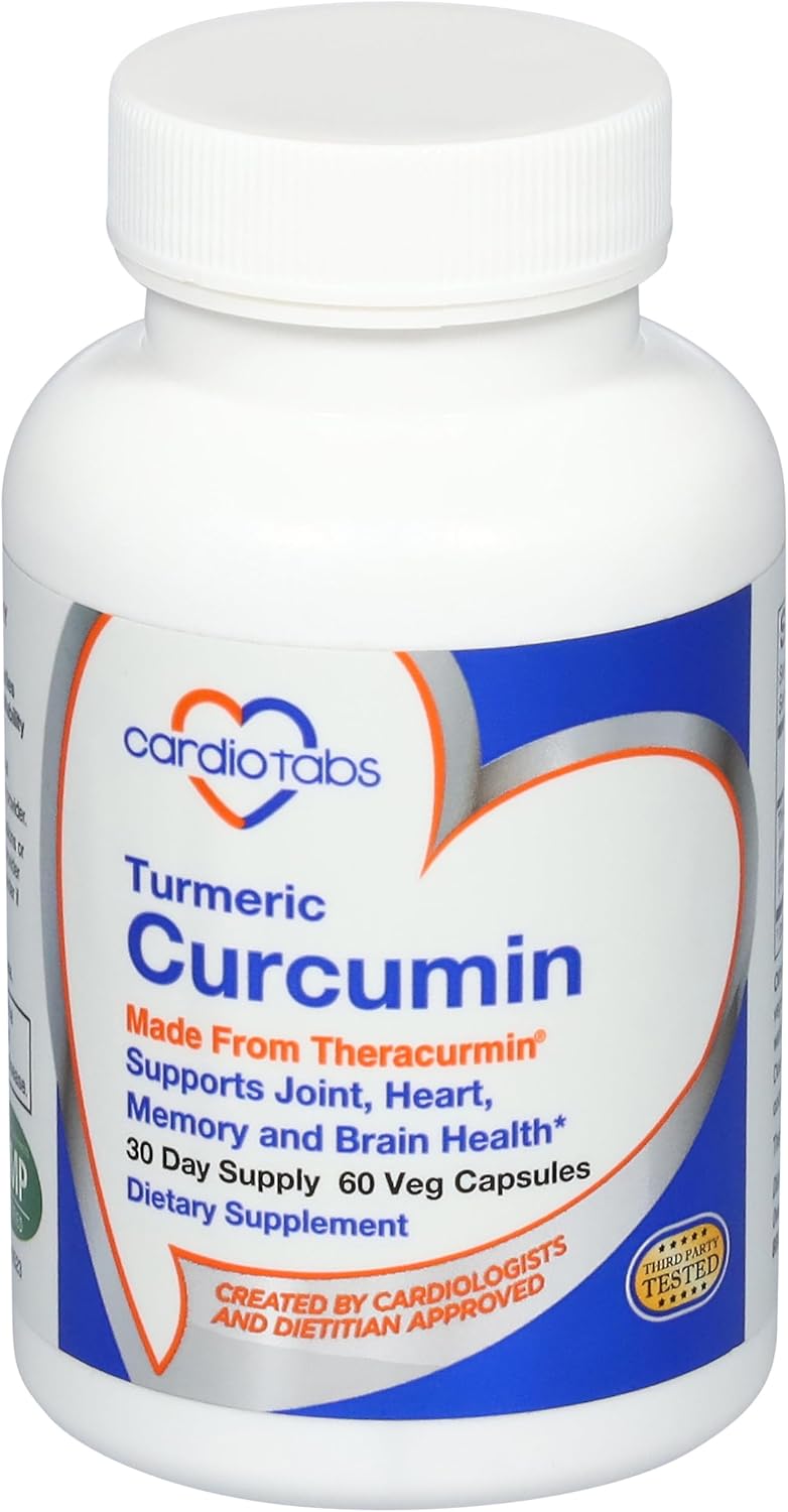 Turmeric Curcumin - Joint, Heart, Memory & Brain Supplement with 600 mg Theracurmin, Highly Absorbable Curcumin Supplements, 60 Vegetarian Curcumin and Turmeric Capsules, 30-Day Supply