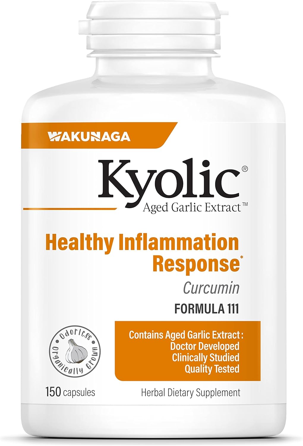 Kyolic Aged Garlic Extract Formula 111, Healthy Inflammation Response, 150 Capsules (Packaging May Vary)