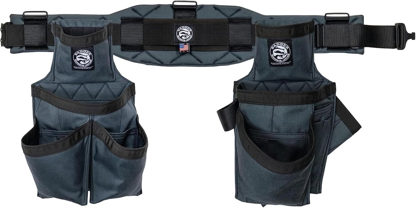 Occidental Leather Badger Carpenter Set - Large, Gunmetal Grey - 27 Pockets & Tool Holders - Made in USA
