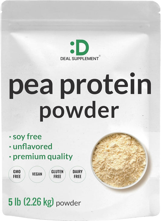 Unflavored Pea Protein Powder, 5lbs – Premium North American Grown Peas – Easily Digested Isolate Form – Great for Shakes, Bars, or Snacks – 27g Protein Serving, Soy Free, Vegan