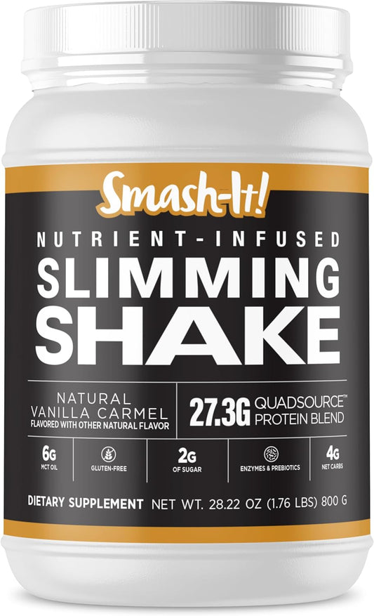 Primal Labs Smash-It Nutrient Infused Low Carb Protein Powder to Help Trim Down, Keto Meal Replacement Shake Powder, Gluten-Free Whey Protein Powder, Delicious Vanilla Flavor, 800g