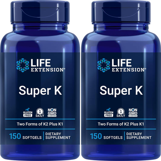 Life Extension Super K, 150 Softgels (Pack of 2) with Vitamins K and K2