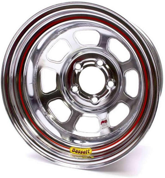 Bassett 15" x 8", 5-on-4.75", 3 Off IMCA Chrome Wheel 58DC3IC