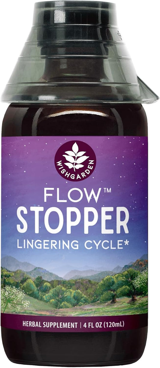 WishGarden Herbs Flow Stopper Lingering Cycle (Wombstringe) - Plant-Based Herbal Formula w\/Shepherd's Purse & Witch Hazel, Moderates Breatkthrough Bleeding, Blood Flow & Spotting Between Cycles, 4oz