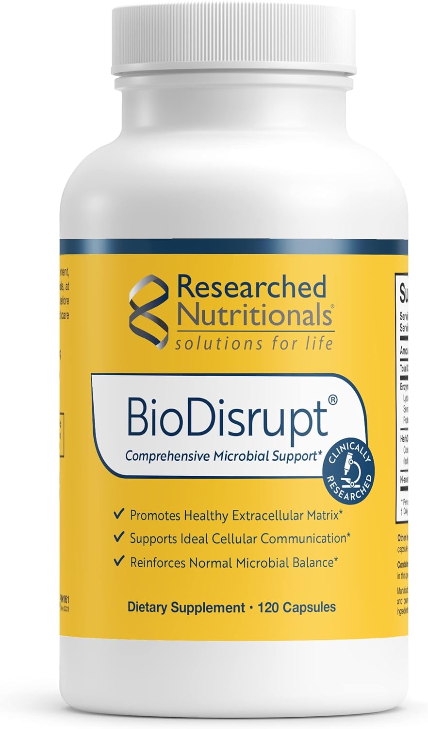 Researched Nutritionals BioDisrupt - Disrupt Biofilm Matrices - Clinically Researched Formula with EnzymesDisrupt Enzyme Blend, Cranberry Extract & N-Acetyl Cysteine (120 Capsules)