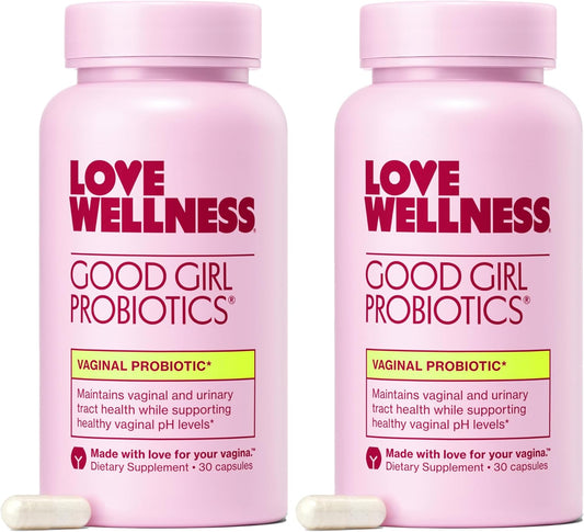 Love Wellness Good Girl Probiotics | Women\u2019s Vaginal Health & pH Balance Supplement | 9-Strain Probiotic for Urinary Tract, Yeast, Odor & Immune Support | Gluten-Free | 60 CT, 60-Day Supply