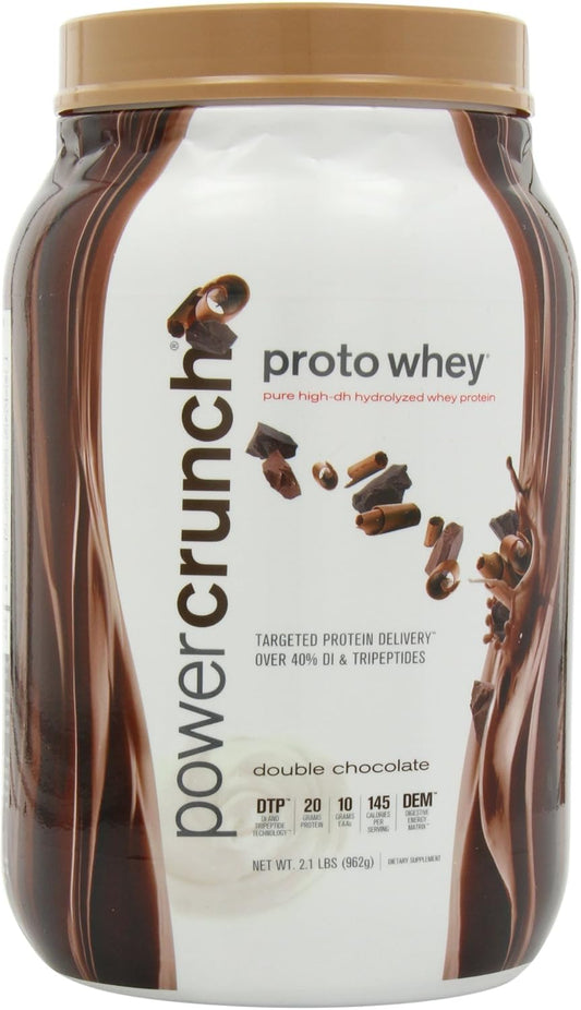 Power Crunch Whey Protein Powder, With Amino Acids, Protein Shakes with Delicious Taste, Double Chocolate, 2.1 LB