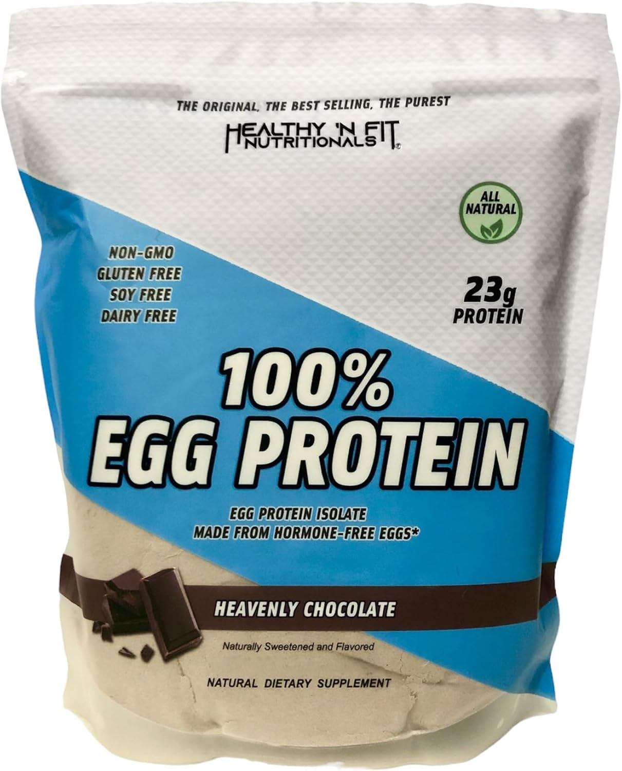 Healthy 'N Fit 100% Egg Protein- Chocolate (12oz): 100% Egg White Protein Plus Natural Peptides. Naturally Sweetened, Zero Carb, Keto, Paleo Friendly