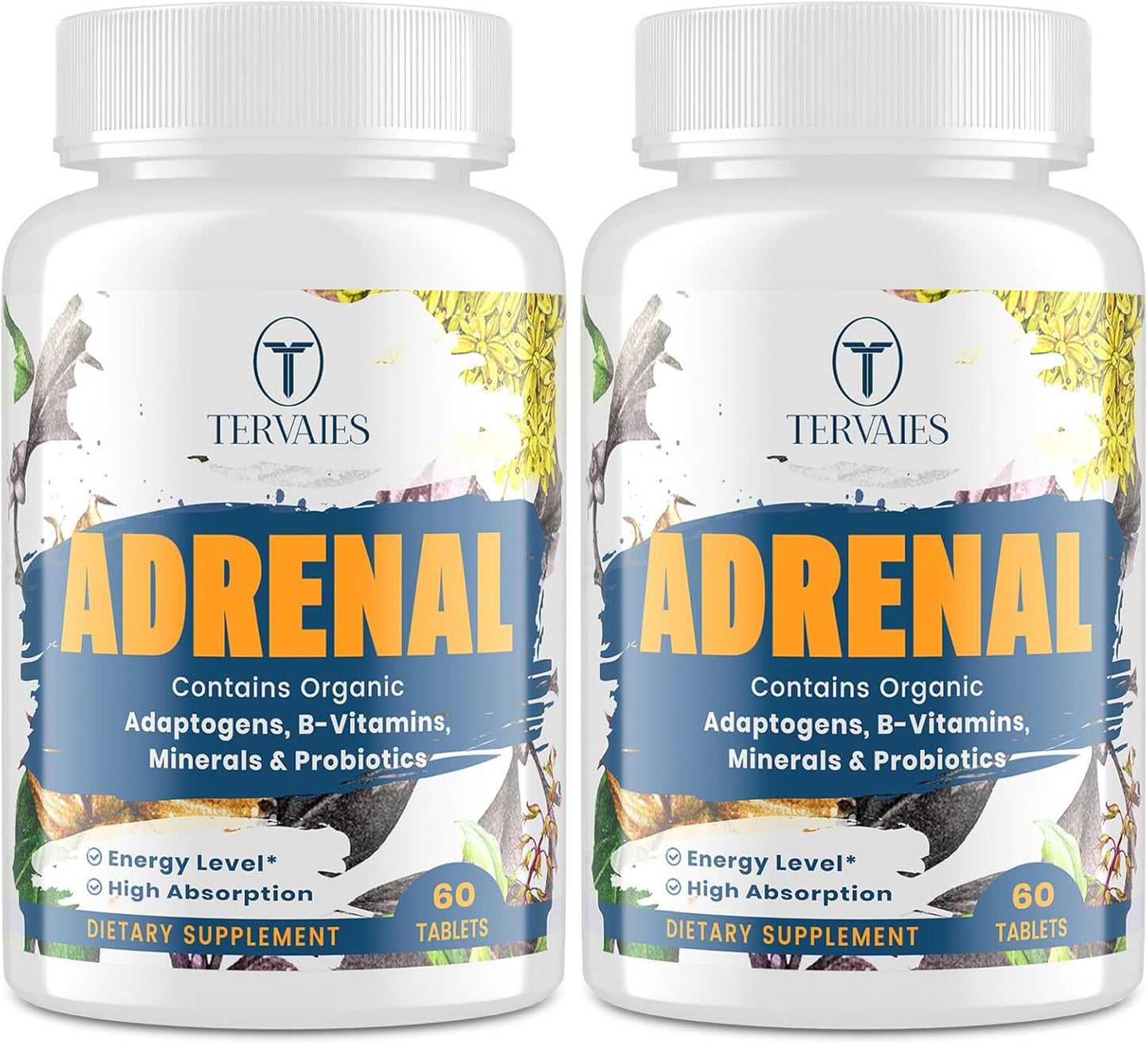 Adrenal Support Adaptogens Herbs Supplements - Cortisol Supplement with Rhodiola Rosea, Ashwagandha, Holy Basil and Eleuthero-Mood and Energy Support for Women & Men-Non-GMO, 120 Vegan Tablets