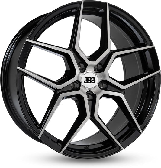 Big Baller Brand H141 Z05 Gloss Black with Brushed Face Passenger Car Automotive Aluminum Car Wheels Fits Lug Vehicles, Passenger Car Rims, Bolt pattern 5x120, offset.+35mm, Hub 72.6mm
