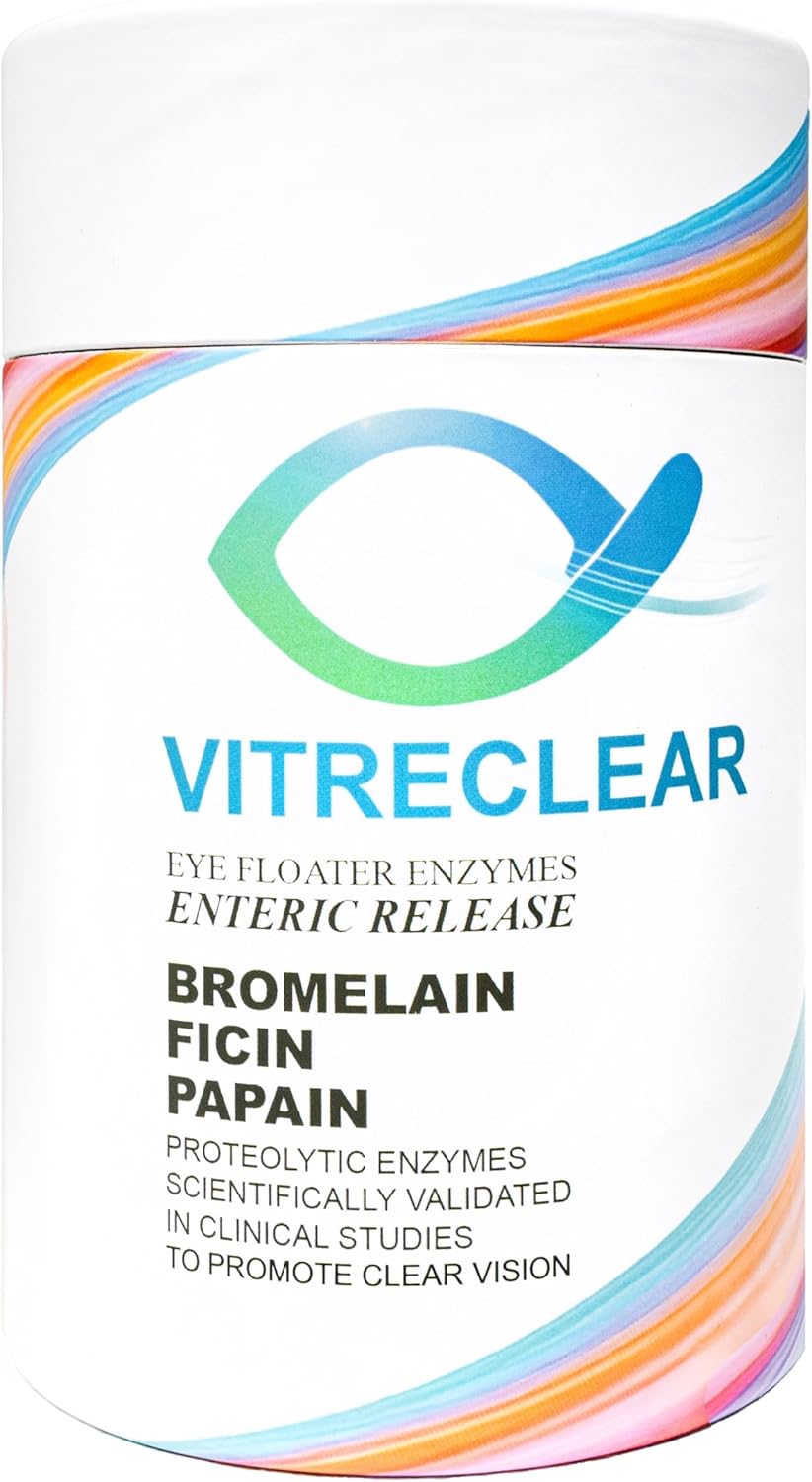 Supports Clarity of The Vitreous - 3 Months, 180 Capsules, Bromelain, Papain & Ficin – Supports Visual Clarity Naturally – Enteric Release – Non-GMO, Gluten & Preservative Free.
