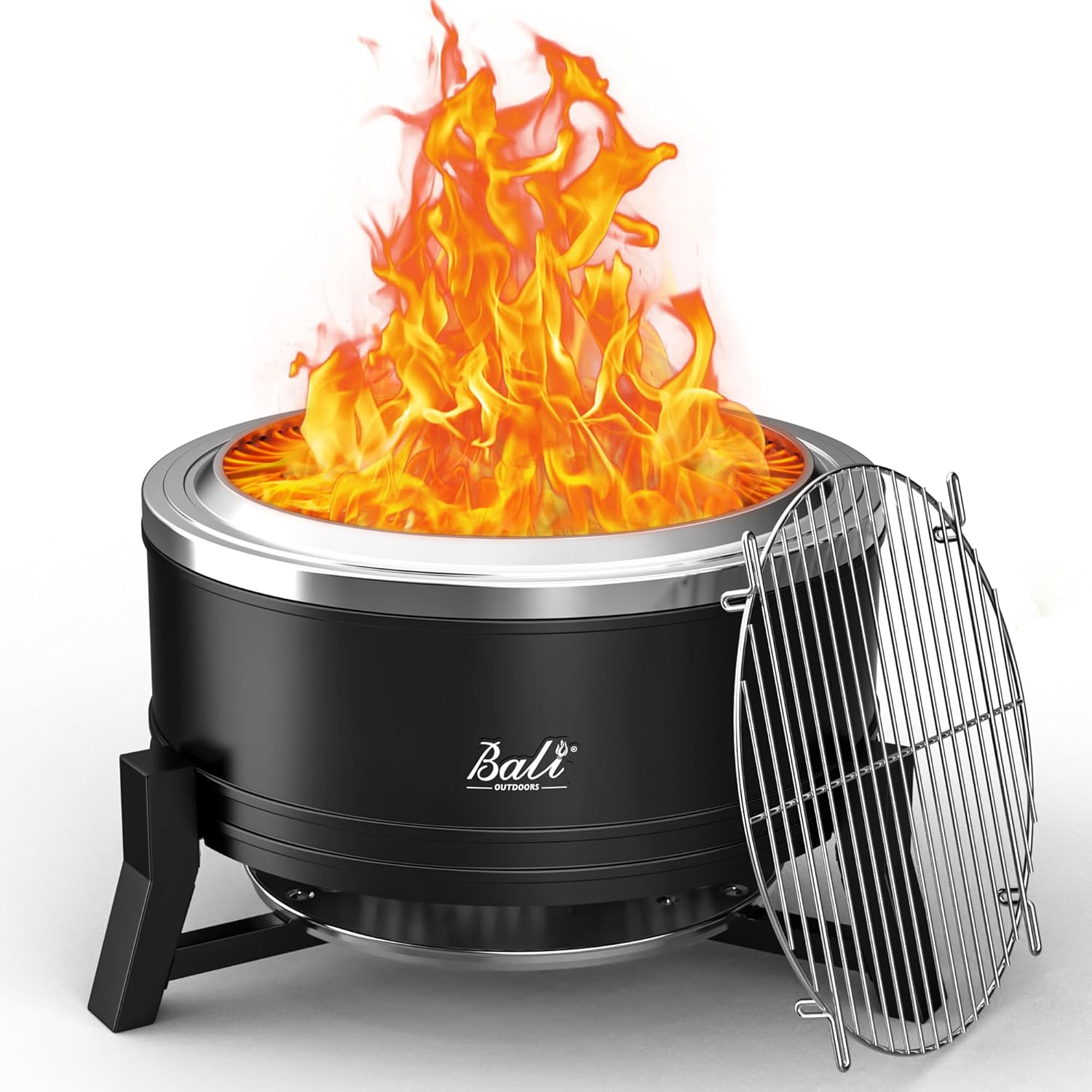 BALI OUTDOORS 22 inch Smokeless Firepit Outdoor, Outdoor Fire Pit Patio with Ash Pan, Portable Fire Pit Wood Burning