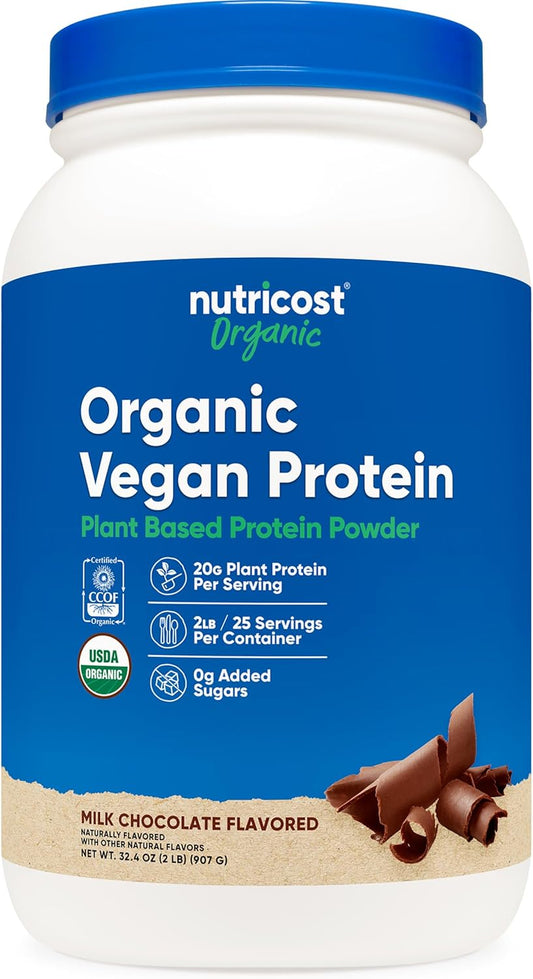 Nutricost Organic Vegan Protein Chocolate (2 LB) - Gluten-Free, GMO-Free