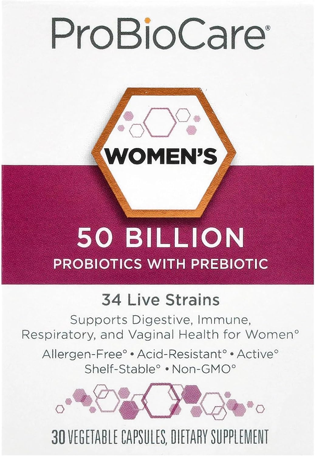 Probiotic for Women - 50 Billion CFUs - Supports Digestive, Immune & Vaginal Health with Lactobacillus, Bifidobacterium, Gluten-Free, Dairy-Free, Non-GMO (30 Vegetable Capsules)