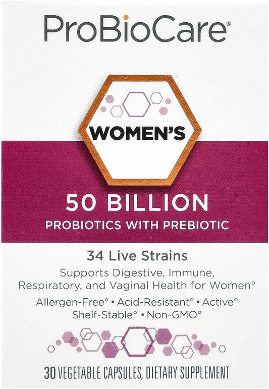 Probiotic for Women - 50 Billion CFUs - Supports Digestive, Immune & Vaginal Health with Lactobacillus, Bifidobacterium, Gluten-Free, Dairy-Free, Non-GMO (30 Vegetable Capsules)