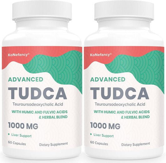 KoNefancy TUDCA Liver Supplements 1000 mg-Bile Salts for Liver Cleanse Detox-Milk Thistle Herbal Blend with Fulvic and Humic Acid for Liver,Digestive Health,120 Vegan Capsules