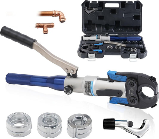 iGeelee Hydraulic Copper Pipe Press Tool for Viega ProPress Fittings | Includes 1\/2", 3\/4", & 1" Dies | Ideal for Narrow Spaces & Tee Fittings | Includes 1 Set of Dies (1950)